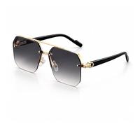 Retro Decorative Glasses for Men & Women, Double Bridge Semi Rimless Fashion Eyewear, UV400 Polycarbonate Lenses, Lightweight Vintage Style Glasses for Daily Wear, Parties and Shopping (C4)