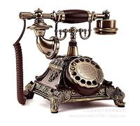 Retro Decorative Phone Resin Imitation Copper Vintage Landline Phone Retro Old Fashion Rotary Dial Telephone Antique European-Style Corded Phone