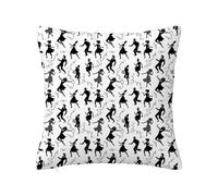 Retro Decorative Square Throw Pillow Covers,Silhouette Dancing Roll Dances,Super Soft Pillowcase for Living Room Bedroom Sofa Couch Cushion Cover,Black White 20 x 20 inch