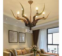 Retro Deer Antler ChandelierCreative 6Light Rustic Pendant Lighting for Living Room Restaurant Bedroom Cafe Bar Log Cabin Decor