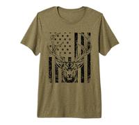 Retro Deer Hunting US American Flag Vintage Hunter Premium T-Shirt