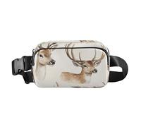 Retro Deer Vintage Cute Waist Bag Fanny Pack for Women Men Teens Water Resistant Sling Bag Travel Essential with Adjustable Strap for Travel Shopping Running