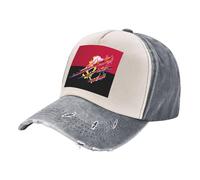 Retro Denim Baseball Cap Washed Cotton Color Block Dad Hat Breathable Adjustable Unisex Cap for Outdoor Activities and Casual Fashion National Flag Print Gray One Size