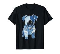 Retro Denim Dog Patchwork Cute Animal denim patch vintage T-Shirt