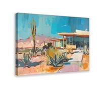 Retro Desert Style Medieval Palm Springs Architecture Canvas Poster Wall Art Decor Print Picture Paintings for Living Room Bedroom Decoration 8" L X 12" W