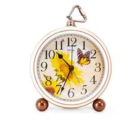 Retro Desk Clock, 5in Cute Butterfly Vintage Alarm Clock, Silent Non Ticking Small Clock Battery Powered, Loud Alarm Clock for Heavy Sleepers, Decorative Clocks Gift for Mother's Day (Butterfly)