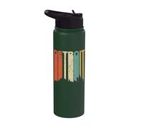 Retro Detroit Michigan Cityscape Downtown Skyline Distressed Stainless Steel Insulated Water Bottle