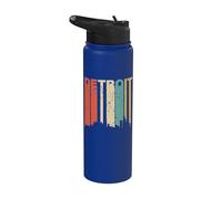 Retro Detroit Michigan Cityscape Downtown Skyline Distressed Stainless Steel Insulated Water Bottle