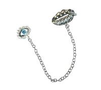 Retro Devil Eye Peasecod Brooch Lapel Pin Featuring Layered Chain and Delicate Pearls Embellishments Vintage Devil ' s Eye Brooch