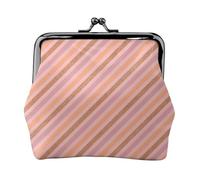 Retro Diagonal Stripe Print A Coin Purse for Women, Kiss-lock Change Purse Wallets, Small PU Leather Coin Purses
