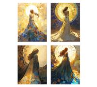 Retro Diamond Art Beauty 4 Pieces Small Diamond Painting Kits 55x70cm, 2025 New Crystal Gem Art Kids Full Drill Painting with Diamonds, DIY 5D Embroidery Cross Stitch Canvas Home Decor Gifts z1170f