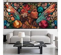 Retro Diamond Art Woman Diamond Painting Arts and Crafts for Adults,5D Diamont Painting Kits Adults Crysta Cross Stitch Crafts Pictures,DIY Embroidery Kit for Beginner Home Wall Decor 28x72in LK-519