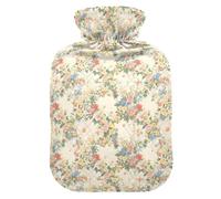 Retro Dianthus Flowers Beige Water Bottle for Hot Water with Soft Cover, 2L Warm Compress for Tummy Warmer