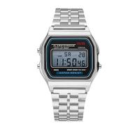 Retro Digital Watch Unisex Silver - Classic Square LCD Display, Water Resistant Chronograph with Alarm, 37mm Dial, Quartz Electronic Movement, Stainless Alloy Band Vintage Style Wristwatch