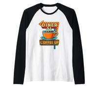 Retro Diner Coffee Up Sign Raglan Baseball Tee