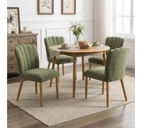 Retro Dining Chair Set of 4 Upholstered Shell-Sd Kitchen Chairs with Cushed Back Armless Wooden Dining Chairs for Home Living Room Brown Color