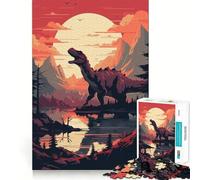 Retro Dino 1000 Pieces Jigsaw Puzzles for Adults Fine Logic Toy Leisure Time Neat Edge Art Collectible (38x26cm)