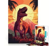 Retro Dino 1000 Pieces Jigsaw Puzzles for Adults Improve Memory Peaceful Fun Sharp Edge (38x26cm)