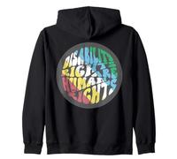 Retro Disability Rights Are Human Rights Disabled Pride Flag Zip Hoodie