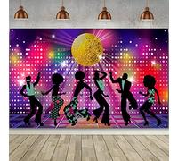 Retro Disco Backdrop Back to 70s 80s 90s Dance Party Decorations Banner | 72.8 x 43.3 Inch, Large Disco Birthday Party Supplies for Neon Night, Let's Glow Crazy Shining Photo Booth Background