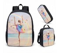 Retro Disco Ball Ballet Backpack 17 Inch 3 Piece Set for Girls Teens Students Sparkling Stars School Bag Dance Bag (08)