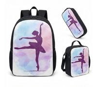 Retro Disco Ball Ballet Backpack 17 Inch 3 Piece Set for Girls Teens Students Sparkling Stars School Bag Dance Bag (11)