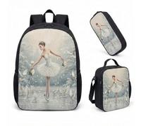 Retro Disco Ball Ballet Backpack 17 Inch 3 Piece Set for Girls Teens Students Sparkling Stars School Bag Dance Bag (15)