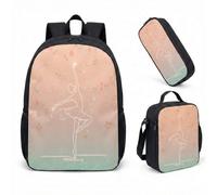 Retro Disco Ball Ballet Backpack 17 Inch 3 Piece Set for Girls Teens Students Sparkling Stars School Bag Dance Bag (20)