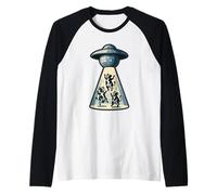 Retro Disco Ball UFO Cow Dance Alien Abduction Meme Party Raglan Baseball Tee