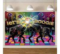Retro Disco Party Backdrop 10X8ft Let's Boogie Dance Photography Background Colorful Wall Floor Banner Back to 70S 80S 90S Photo Booth Props Kid Adult Birthday Party Music Club Decoration Photo Booth