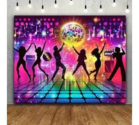 Retro Disco Party Background - Neon Music Nightclub Theme, with "Let's Shine Crazy" Banner 210X150cm