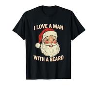 Retro Distressed 'I Love a Man with a Beard' Santa T-Shirt