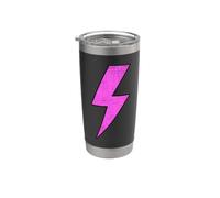 Retro Distressed Pink Lightning Bolt Energetic Bold Team Stainless Steel Insulated Tumbler