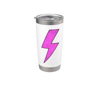 Retro Distressed Pink Lightning Bolt Energetic Bold Team Stainless Steel Insulated Tumbler