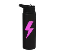 Retro Distressed Pink Lightning Bolt Energetic Bold Team Stainless Steel Insulated Water Bottle
