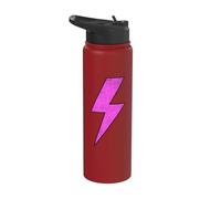 Retro Distressed Pink Lightning Bolt Energetic Bold Team Stainless Steel Insulated Water Bottle