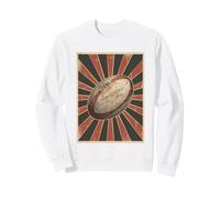 Retro Distressed Rugby Ball Old School Sport Fan Sweatshirt
