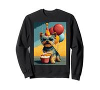 Retro Dog Birthday Party Balloons & Cake Pixel Animal Sweatshirt