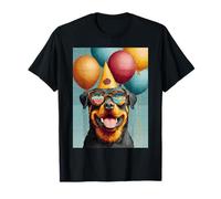 Retro Dog Birthday Party Balloons & Cake Pixel Animal T-Shirt