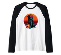Retro Dog Playing Soccer Soccer Player Raglan Baseball Tee