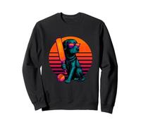 Retro Dog With Cricket Bat Cricket Player Sweatshirt
