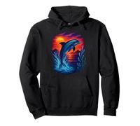 Retro Dolphin Sunset Ocean Aesthetic Tee 80s 90s Vaporwave Pullover Hoodie