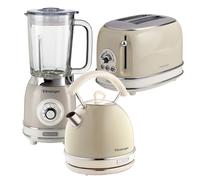 Ariete ARPK25 Retro Style Dome Kettle, 2 Slice Toaster & Jug Blender Set, Vintage Design, Cream