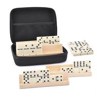 Retro Dominoes Game Set - Complete Vintage Case, Classic Collection of Dominoes for Adults, Professional Checkers, Easy Carry Travel Equipment, Family Entertainment
