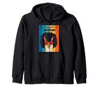 Retro Don't Forget To Be Awesome Sunglasses Llama Alpaca Zip Hoodie