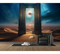 Retro Door Wallpaper, 3D Photo Wall Mural, Self Adhesive Wall Paper with Dream Pattern for Bedroom Living Room Tv Background, Home Decoration Poster (200x140, B83)