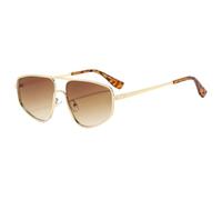 Retro Double Bridge Metal Frame Sunglasses for Women, Gradient Lens Shades(C4)