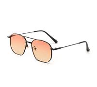 Retro Double Bridges Metal Frame Sunglasses for Women Fashion Clear Ocean Lens Uv400 Men Trending (3,One Size)