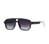 Retro Double Bridges Square Sunglasses Women Gradient Shades UV400 Fashion Men Sun Glasses,Black gray gradient,146 * 141 * 46mm