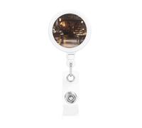 Retro Double-Decker Library Retractable Badge Holder Light and Durable Wear-Resistant for Daily Work Use